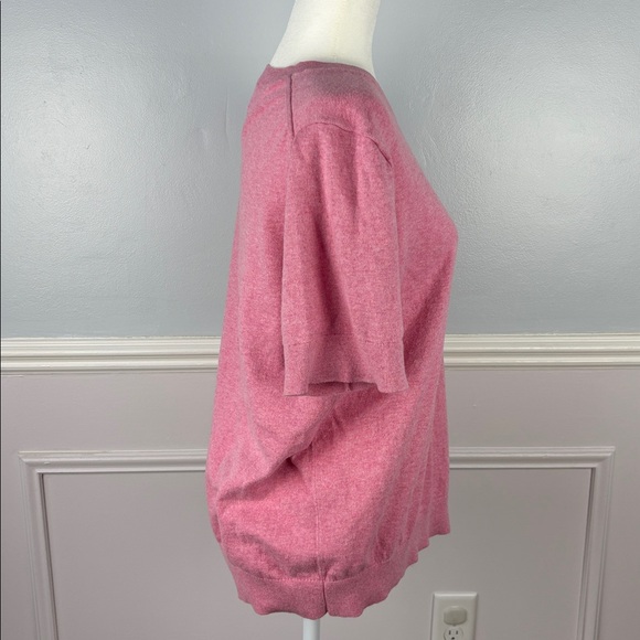J. Crew Cashmere Blend Pink Top XL Short-Sleeve Sweater Pink Lady Balletcore - Picture 8 of 14
